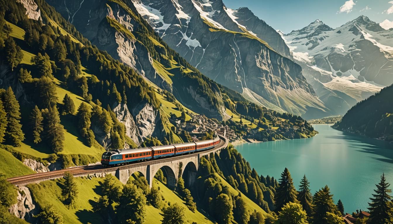 Vintage Train to Jungfrau Glacier, Swiss Alps