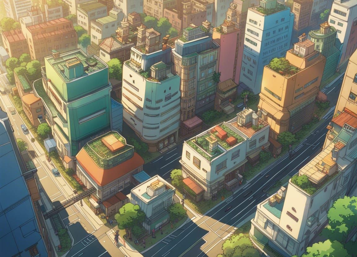 Anime Cityscape in Ghibli Style