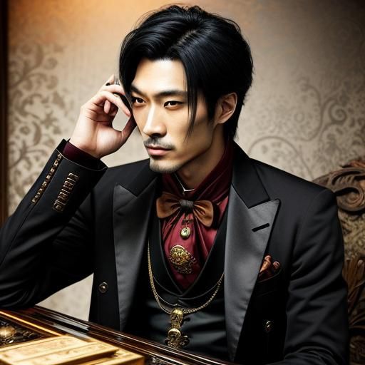Handsome Japanese Steampunk Vampire Man