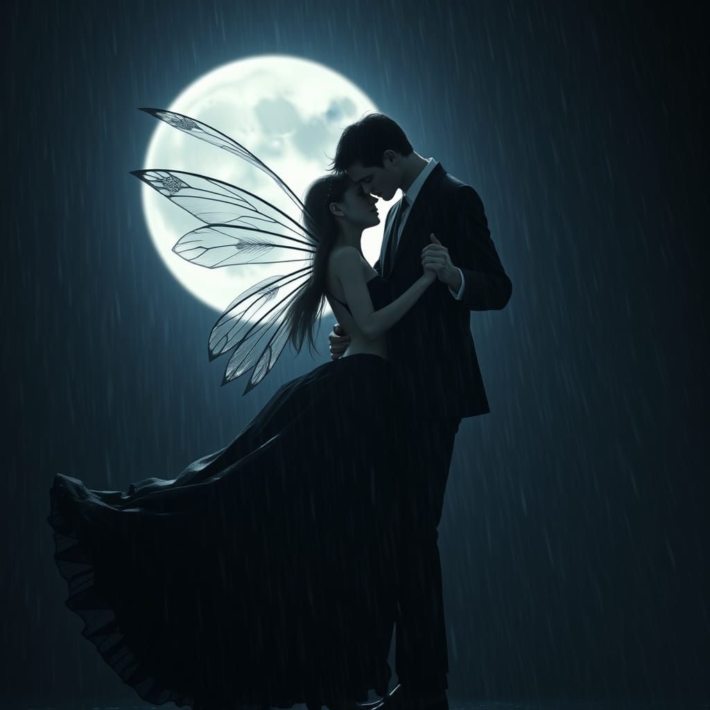 Dark Romantic Fairy Dance Under the Bloodmoon
