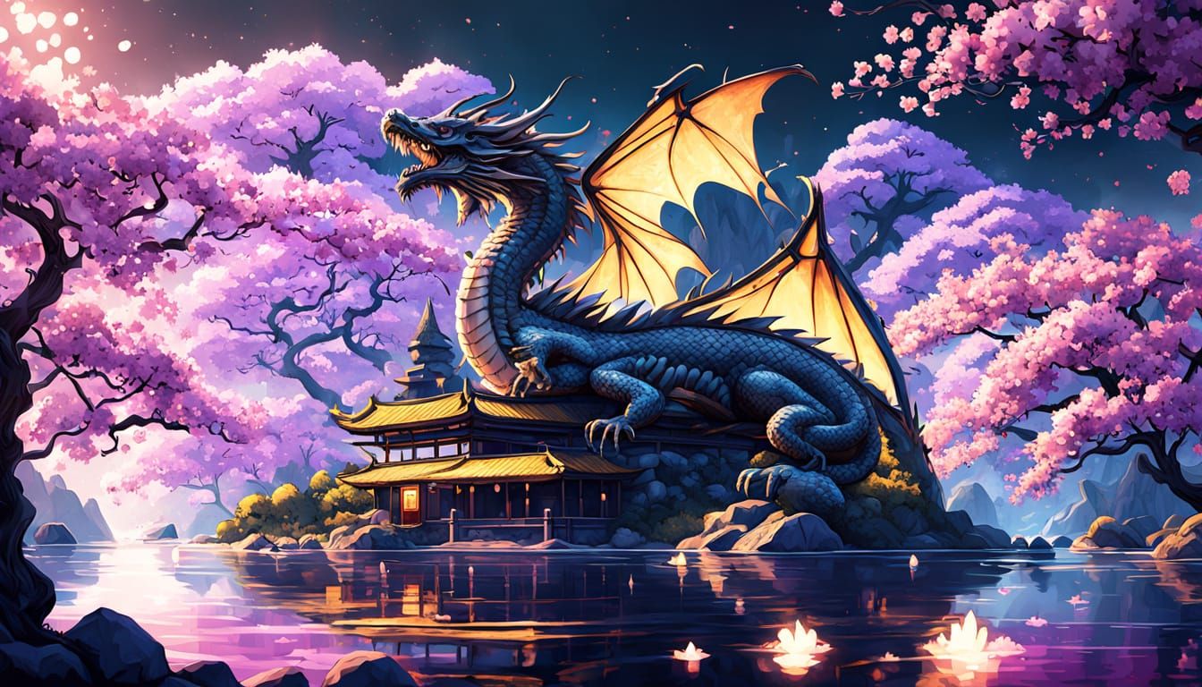 Dragon in Temple: Dark Fantasy Concept Art