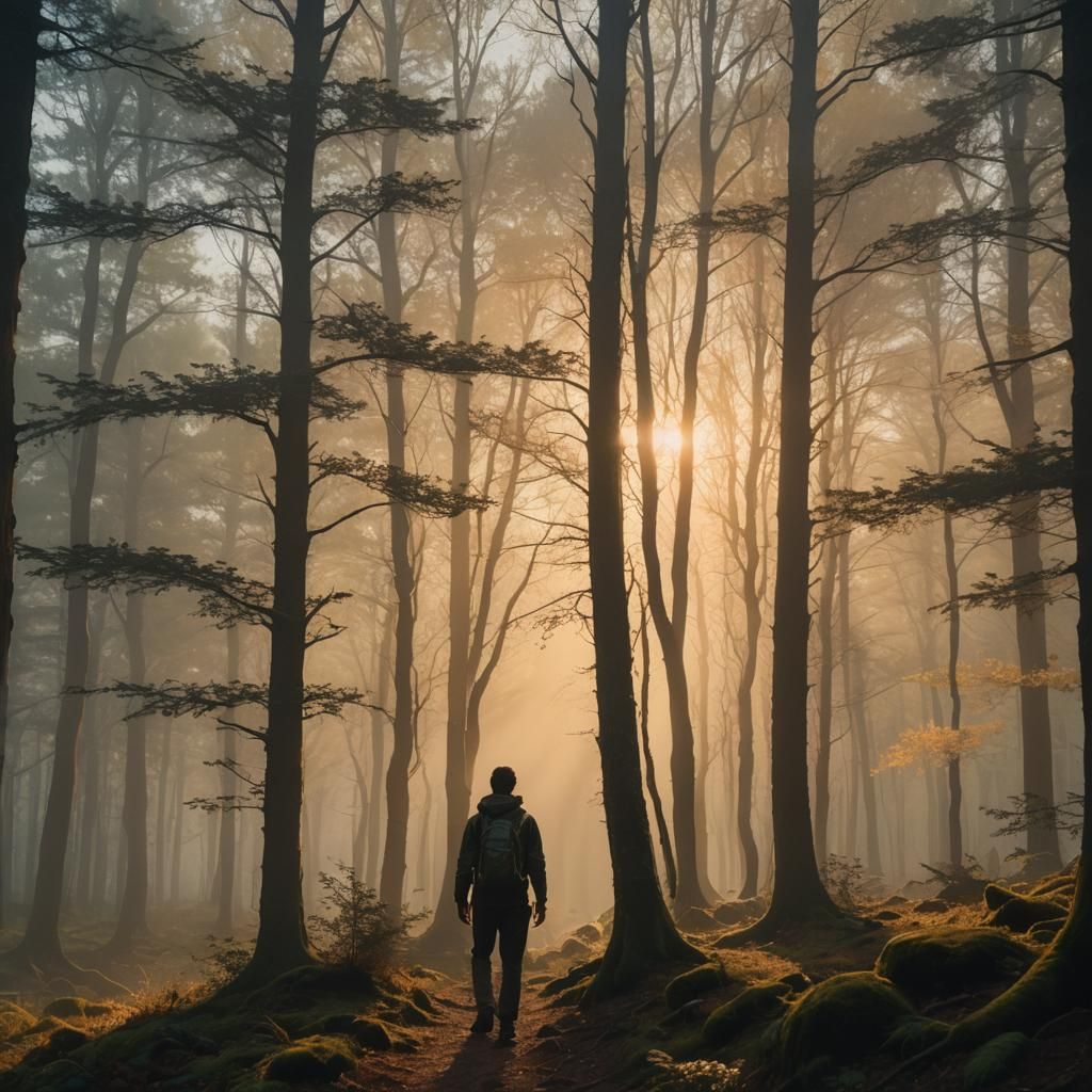 Forest Sunset Scene in a Cinematic Style