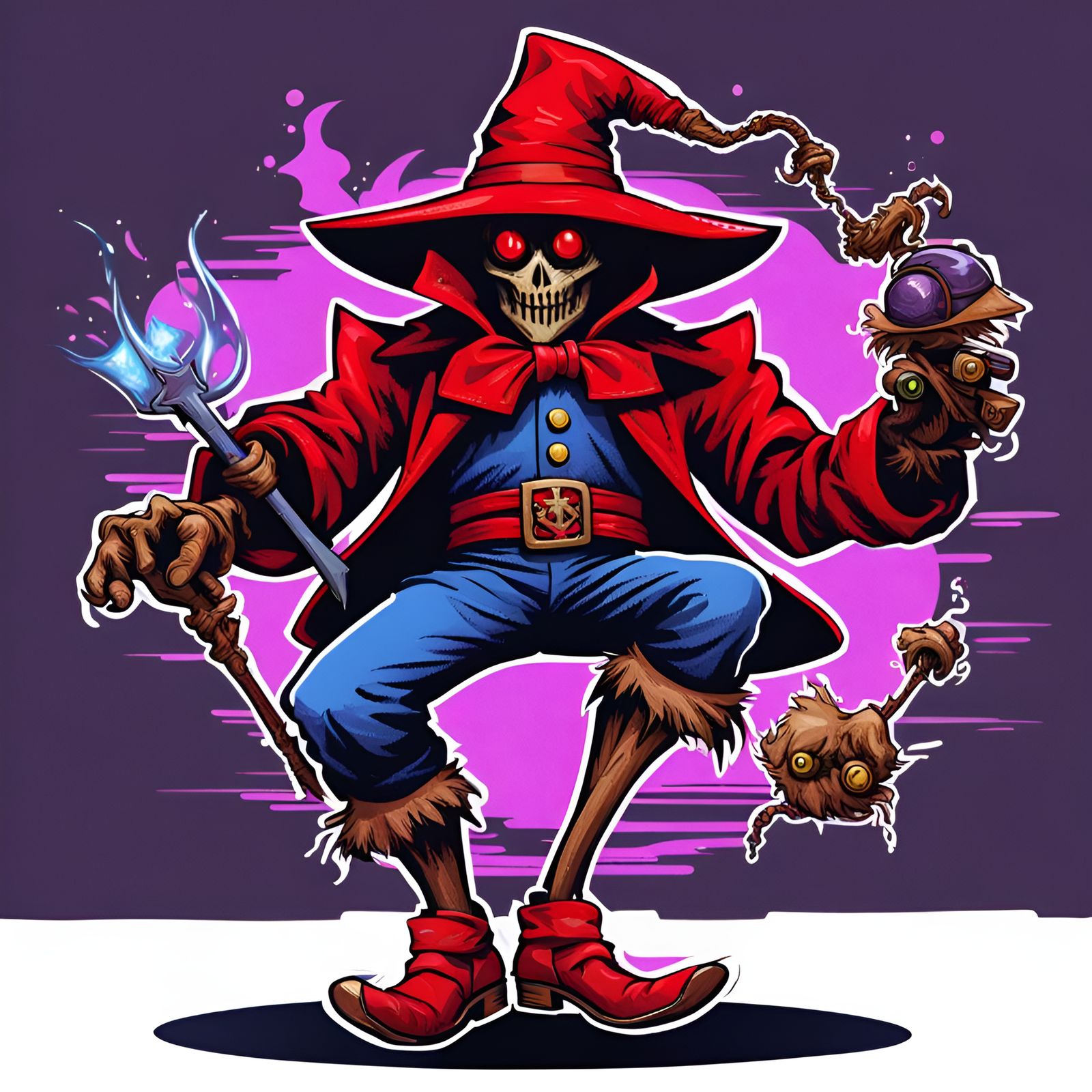 Retro Red Mage Scarecrow: Evil Boss Design