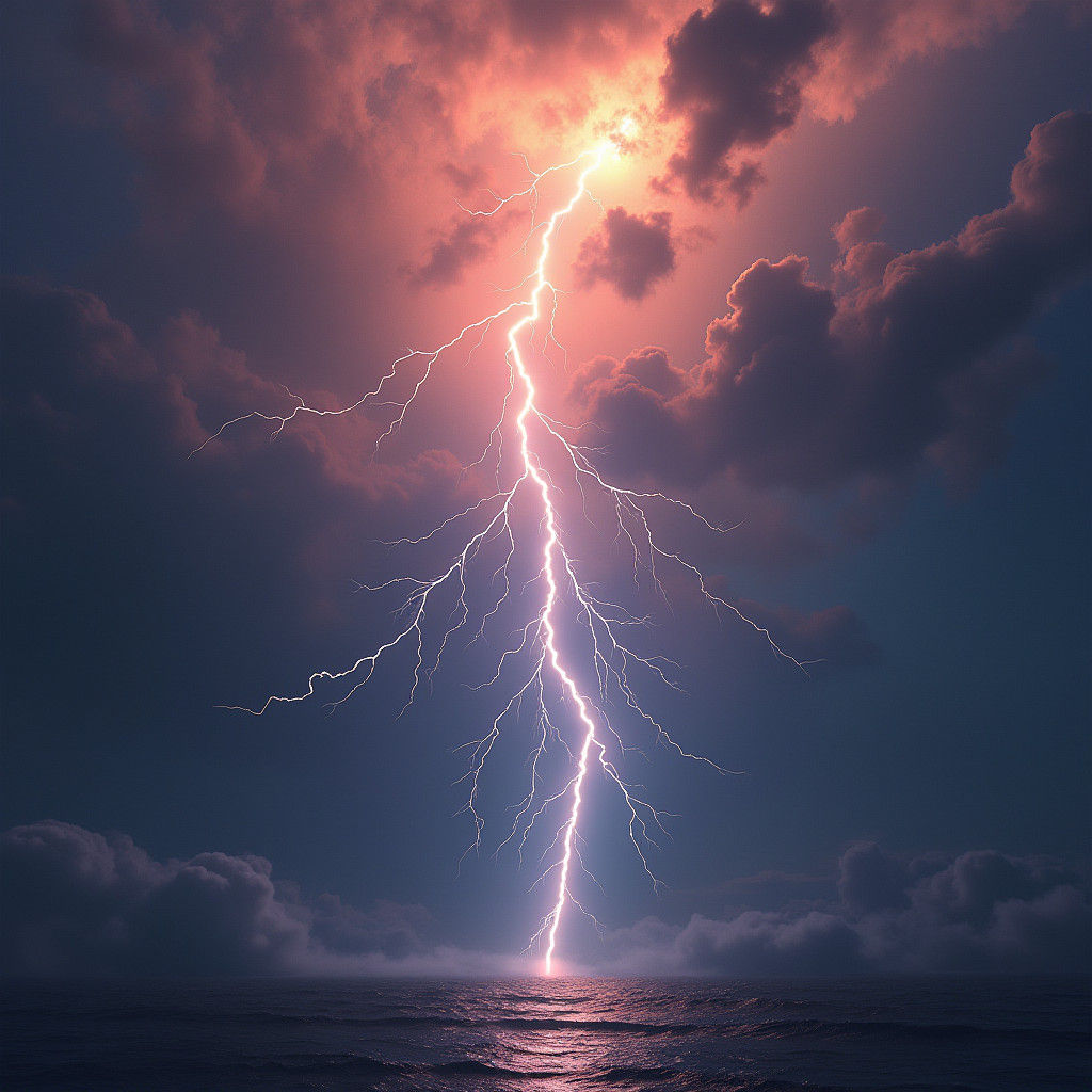 Dramatic Lightning Display in Hyperrealistic Style
