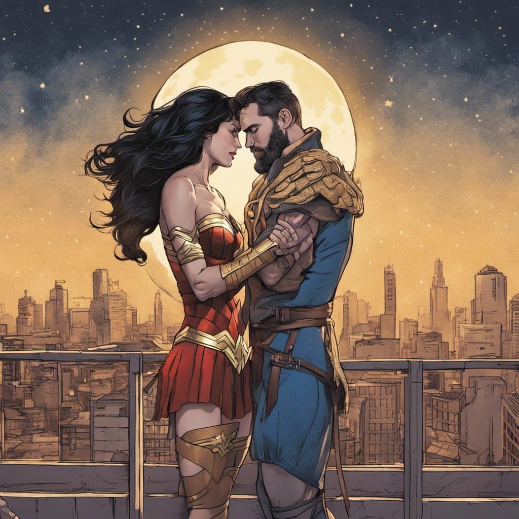 Corn Superheroes Share a Kiss Under Moonlight