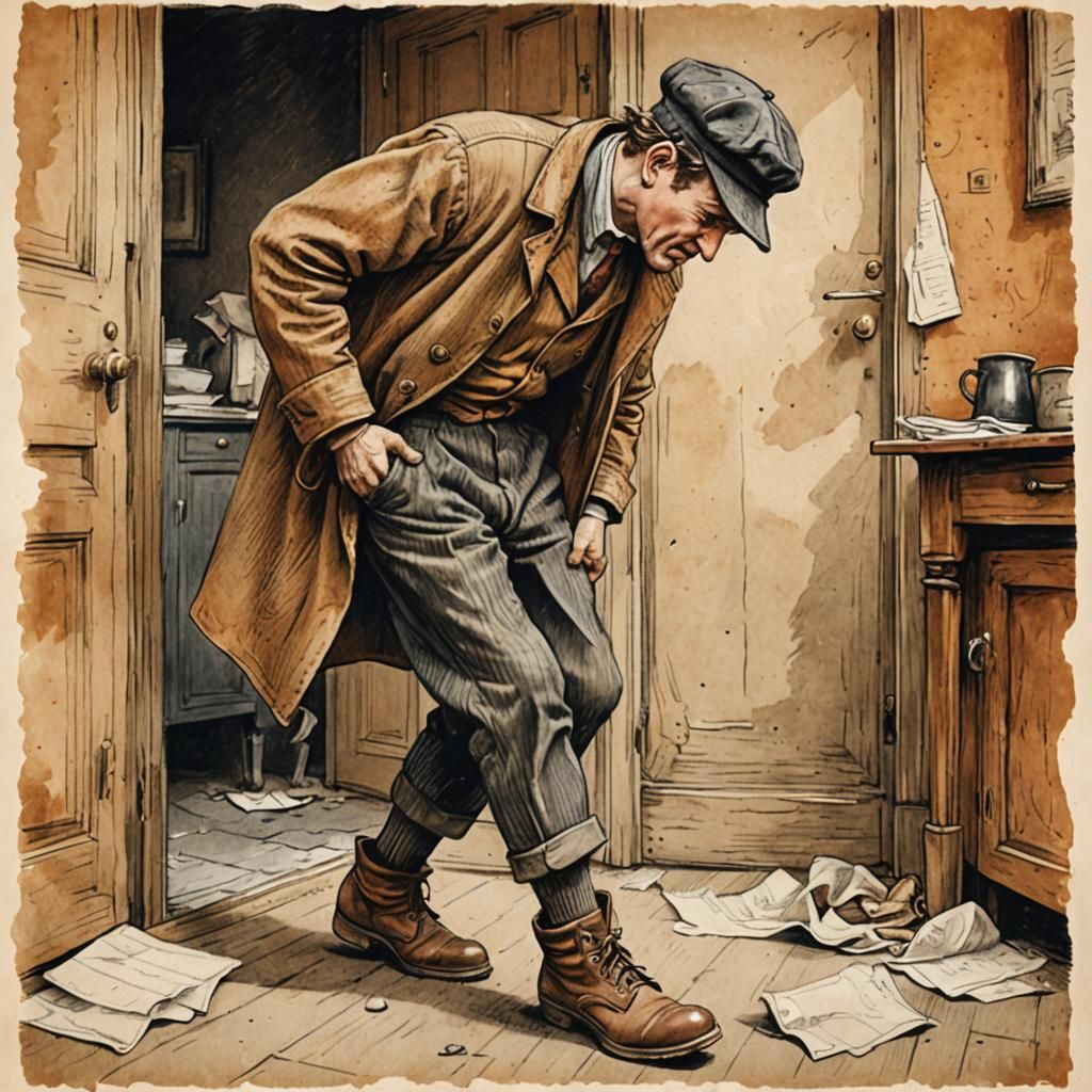 Oh, my old man's a dustman
He wears a dustman's hat
He wears cor blimey trousers
And he lives in a council flat
He looks...