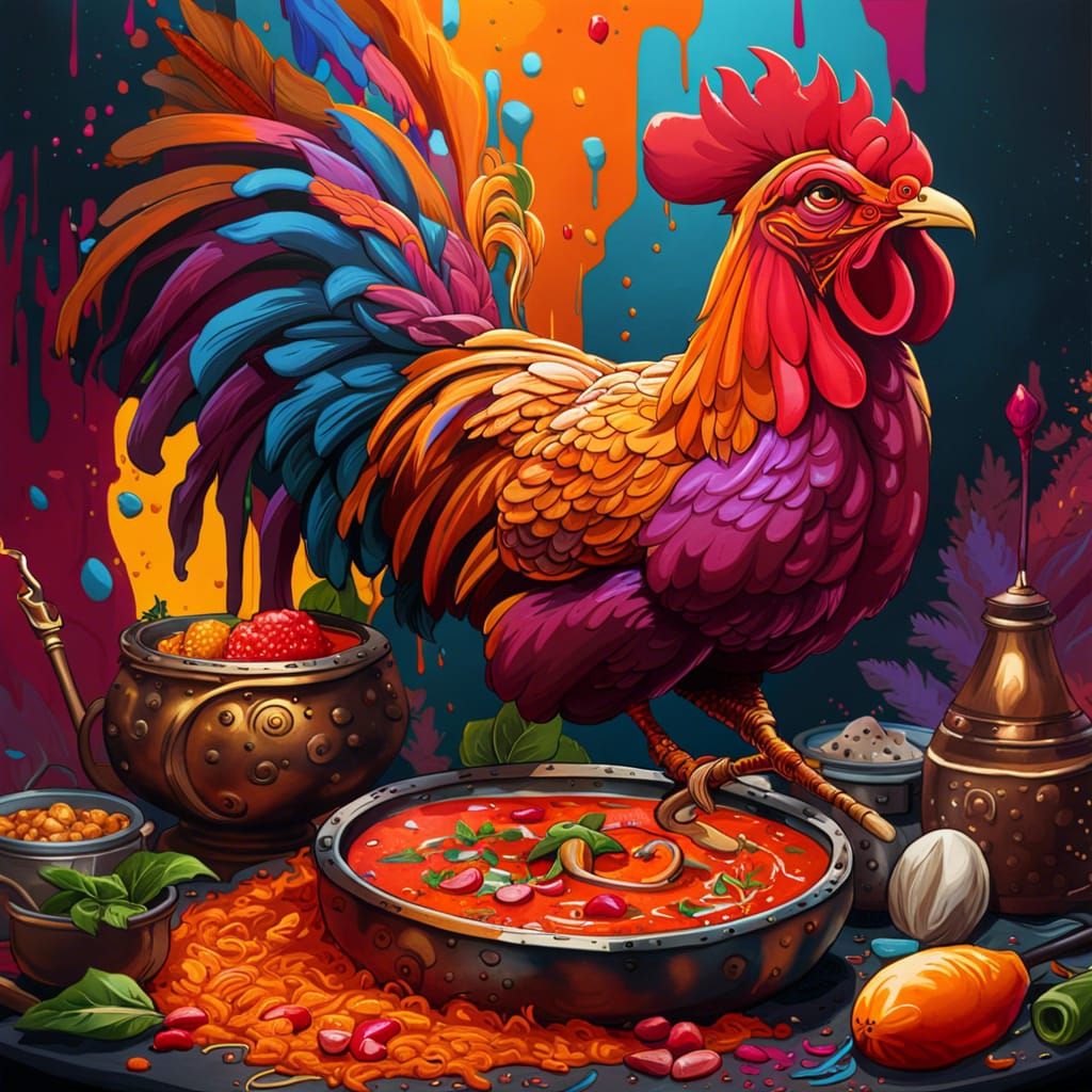 Detailed Matte Painting of Chicken Tikka Masala