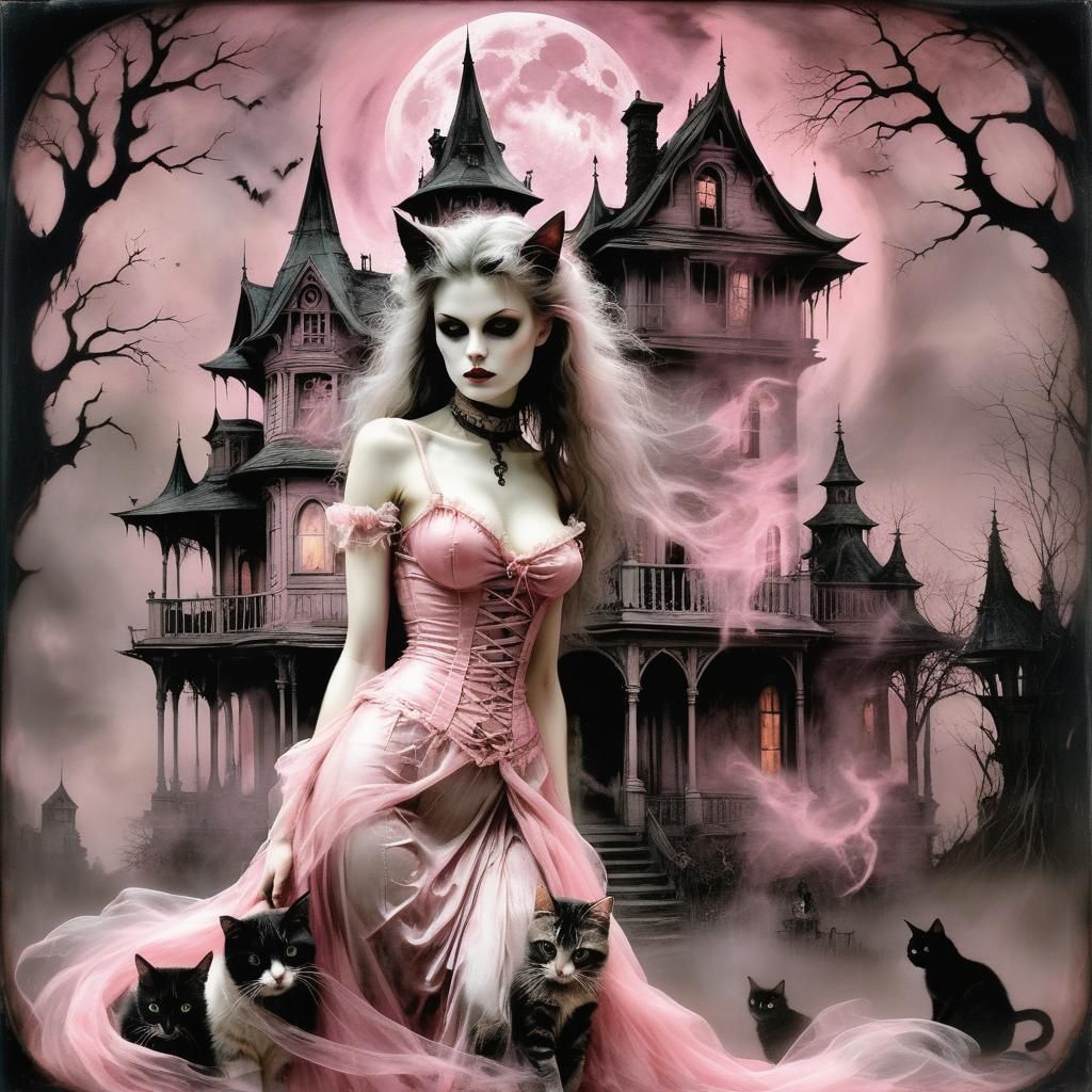 Romantic Witch Portrait in Haunted House