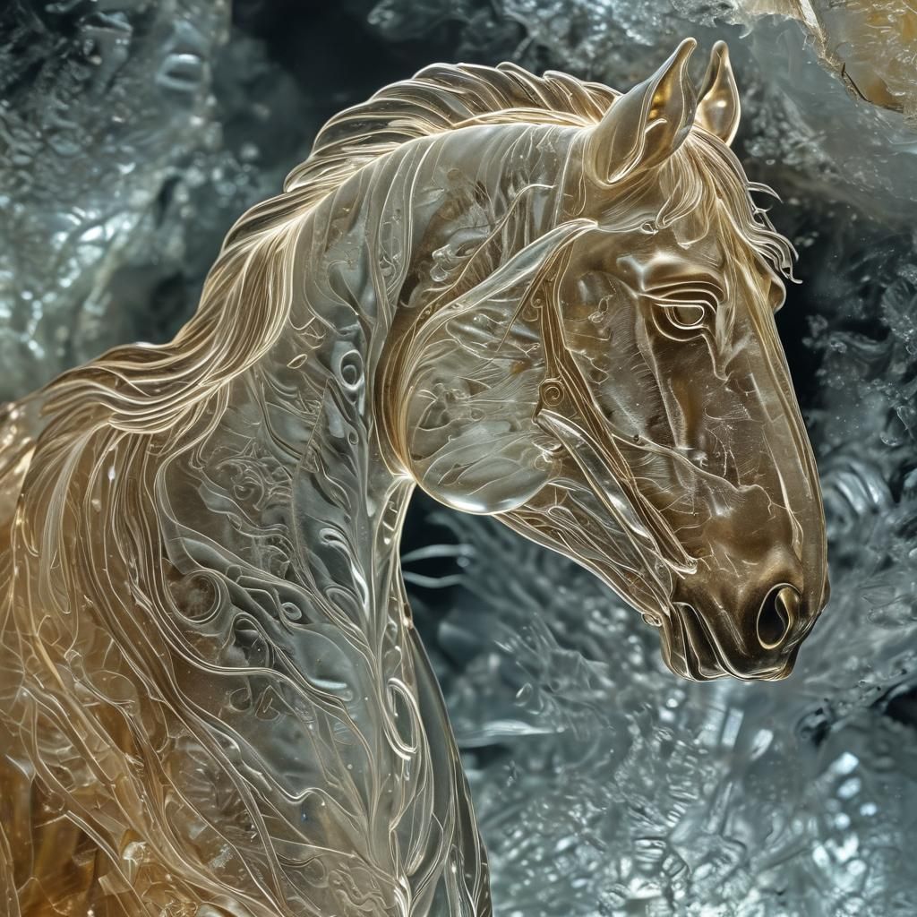 Glowing Etched Calcite Crystal Horse Macro Photograph