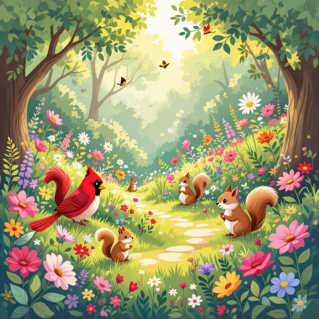 Whimsical Backyard Utopia with Adorable Animals