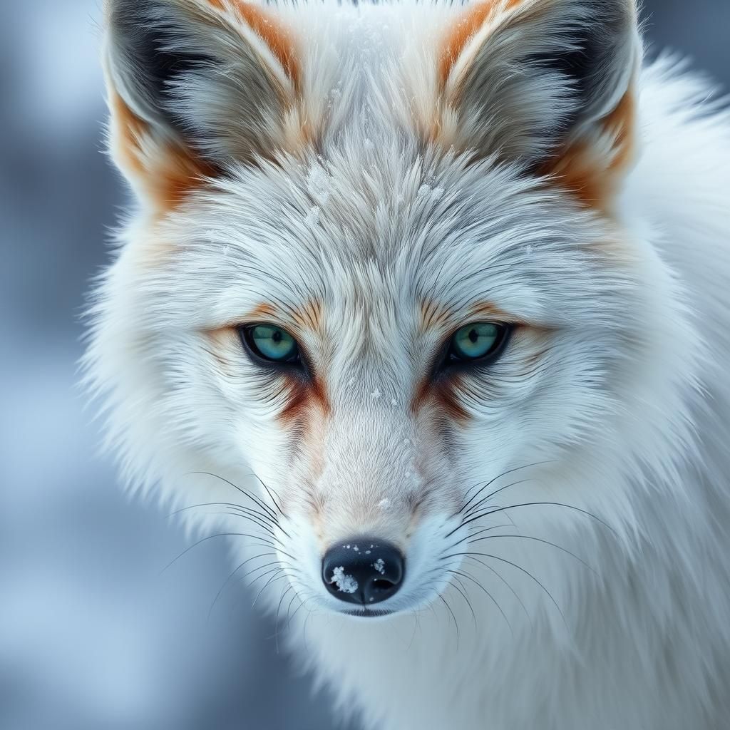Hyperrealistic White Fox Portrait in Winter