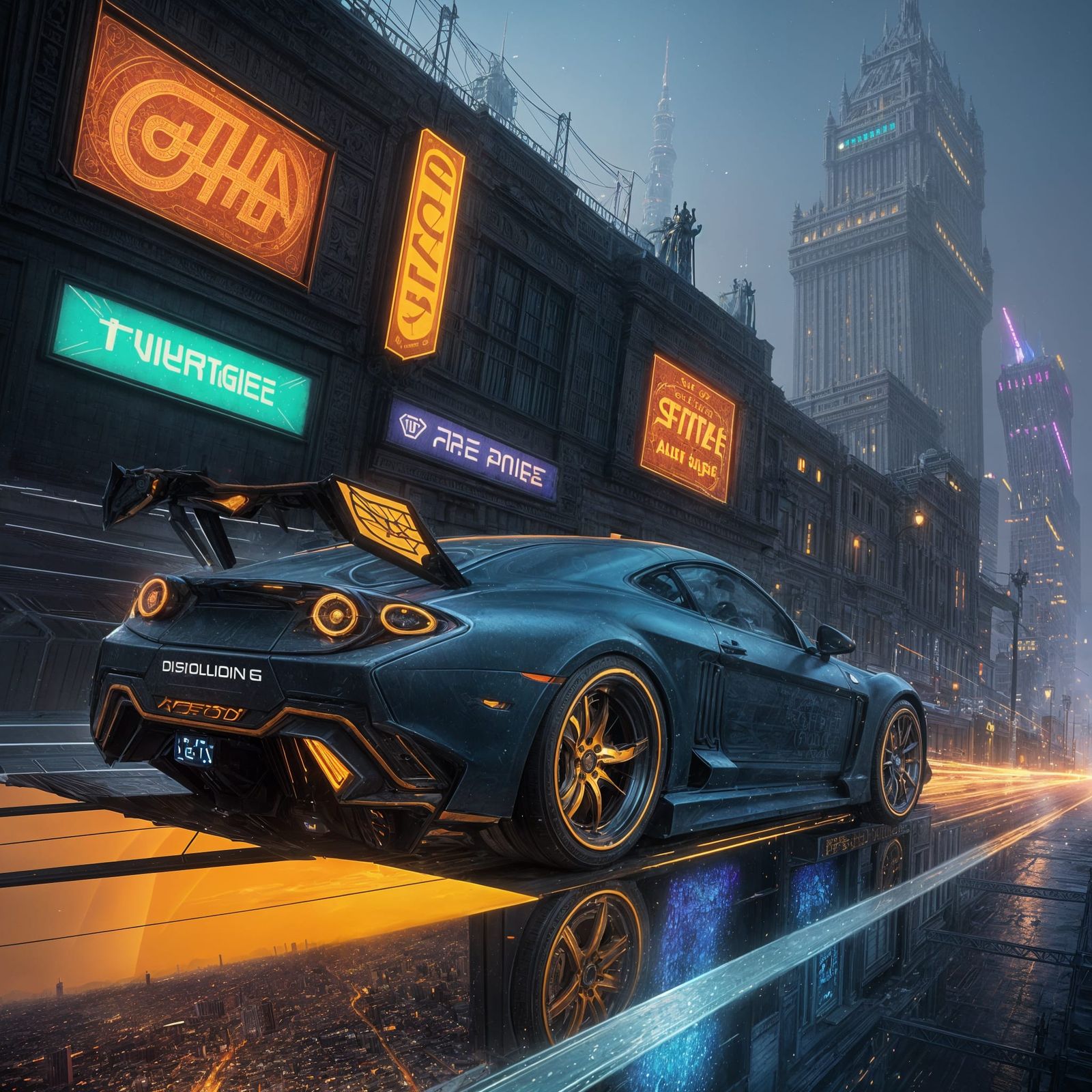 Cartoon Car Chase in Los Angeles: Matte Painting