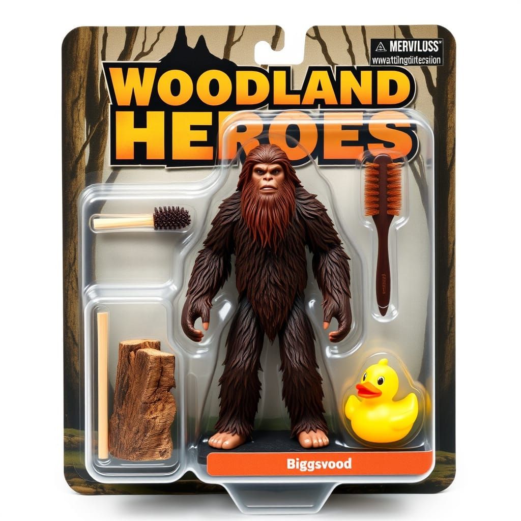 Woodland Heroes Bigfoot in Hyperrealistic Action Figure Styl...