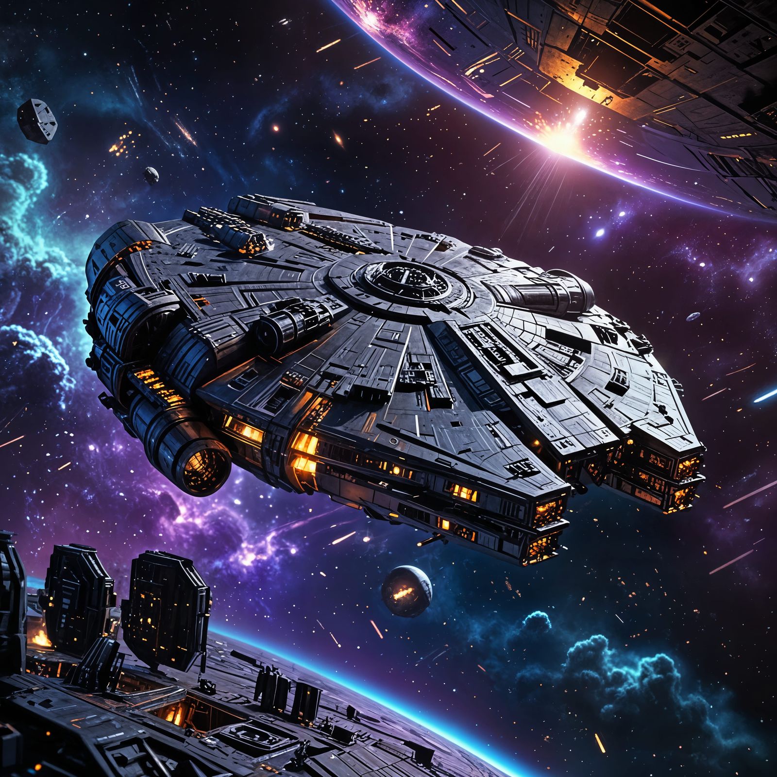 Majestic Steampunk Millennium Falcon in Realist Detail