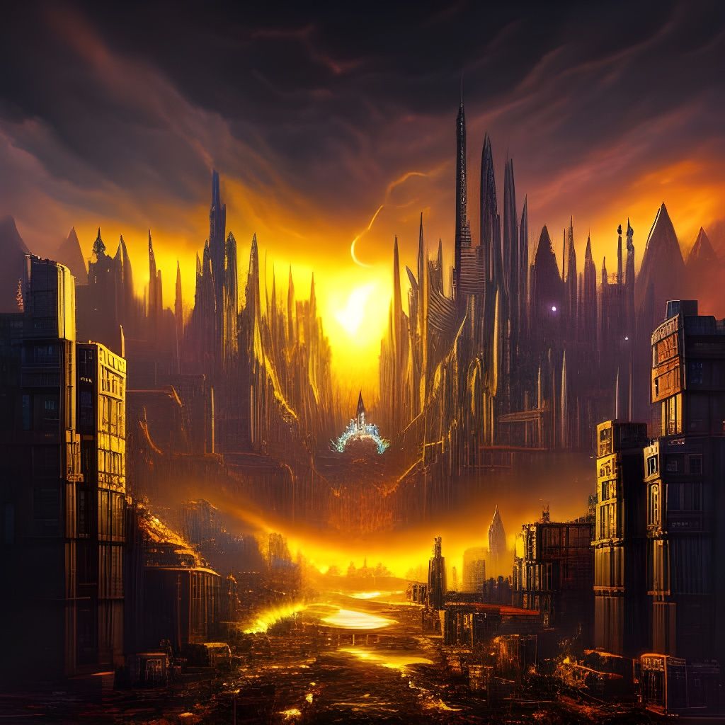 Gothic Underworld Skyline in Death Metal Style