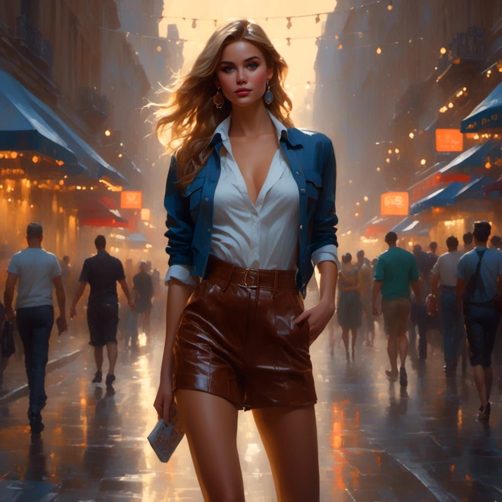 1960s Woman Walking City Street at Night