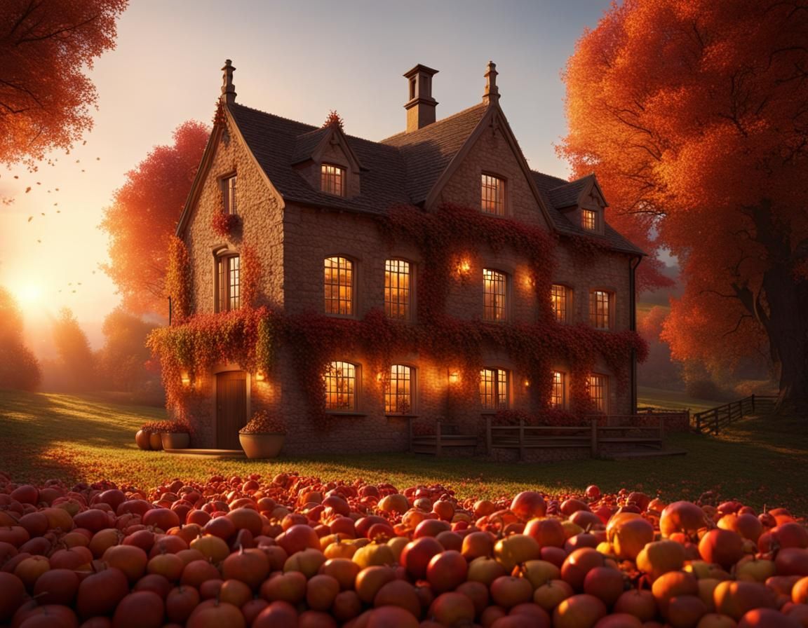 Cider House in Autumn at Magic Hour