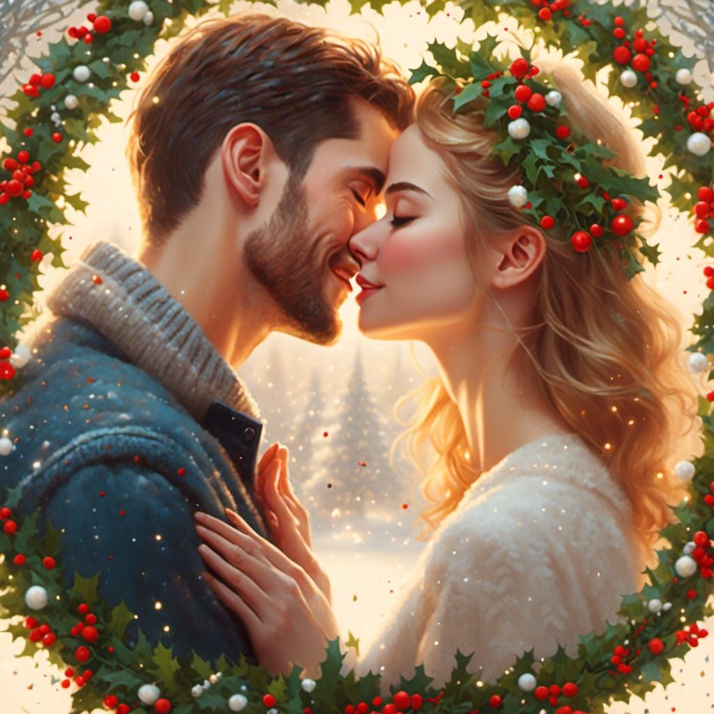 Kissing Under Mistletoe: A Christmas Portrait
