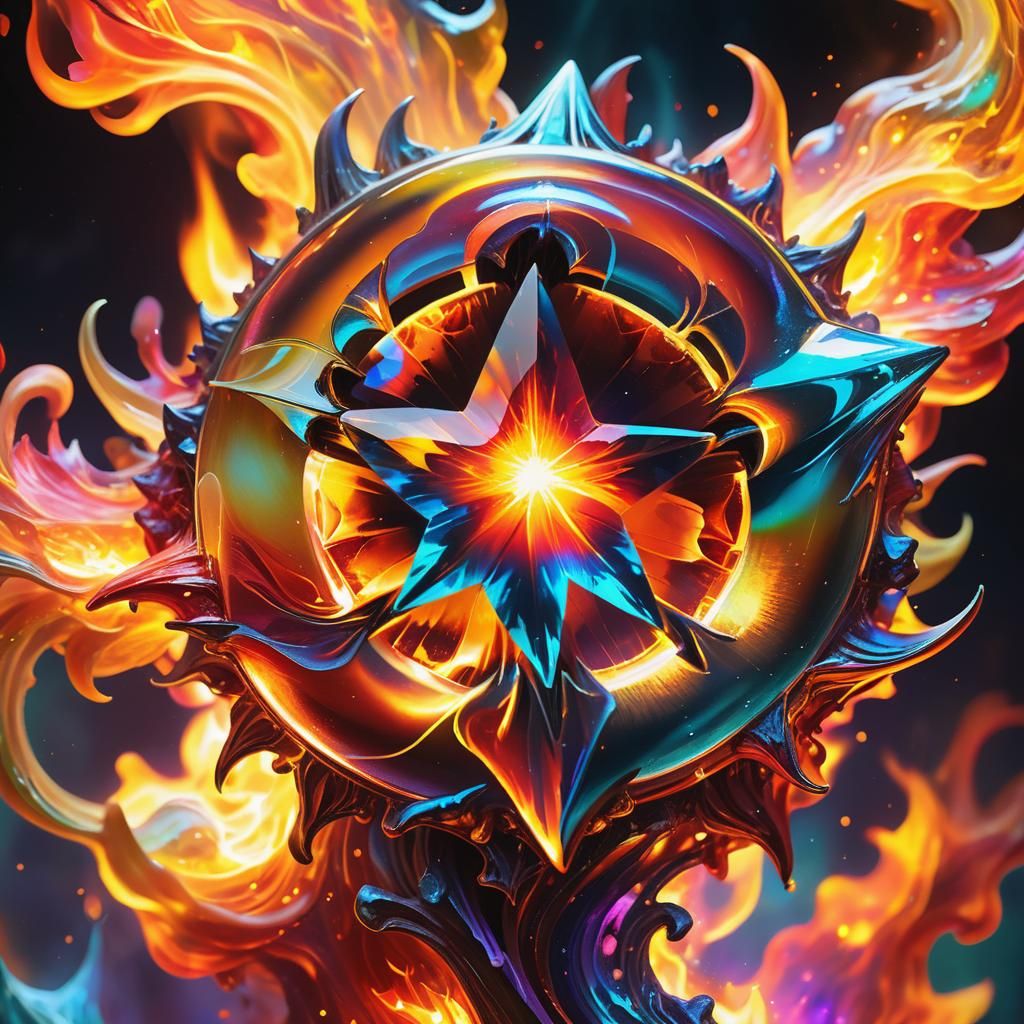 Blazing Star-Shaped Fire Elemental Gemstone Concept Art