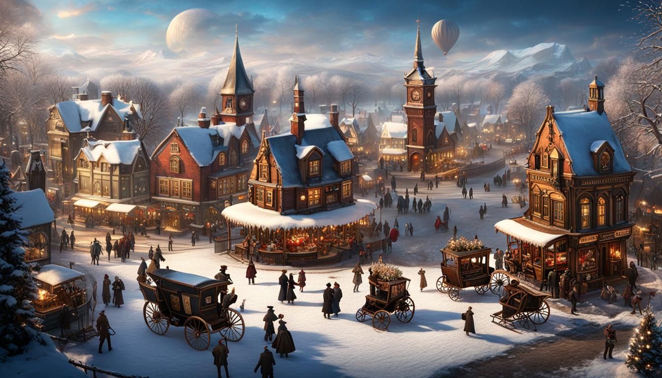 Steampunk Winter Wonderland Aerial View