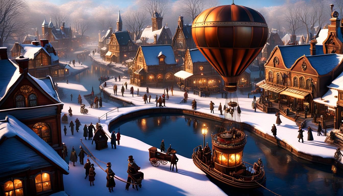 Steampunk Winter Wonderland Aerial View