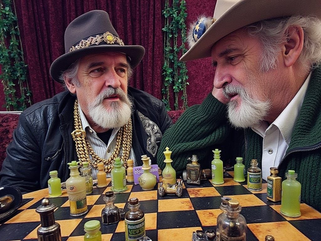 Mystic Chessmaster Confronts His Miniature Jägermeister Oppo...