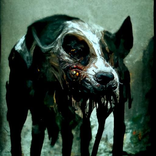 Decaying Realistic Dog in Dark Fantasy Style