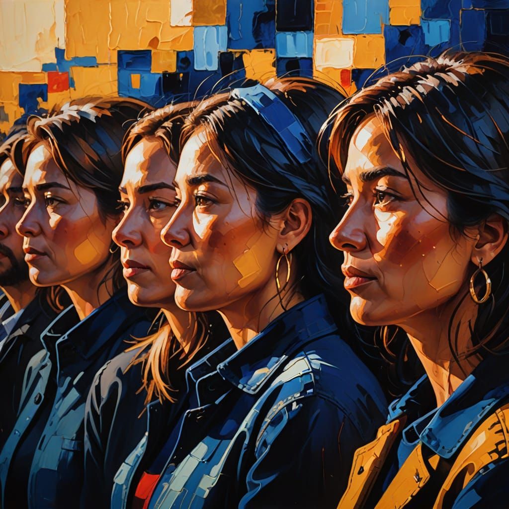 Vibrant Abstract Waiting Scene with Expressive Brushstrokes