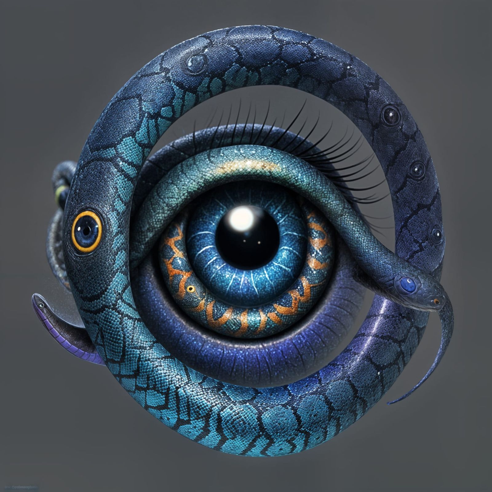Hypnotic Googly-Eyed Snake in Galaxy