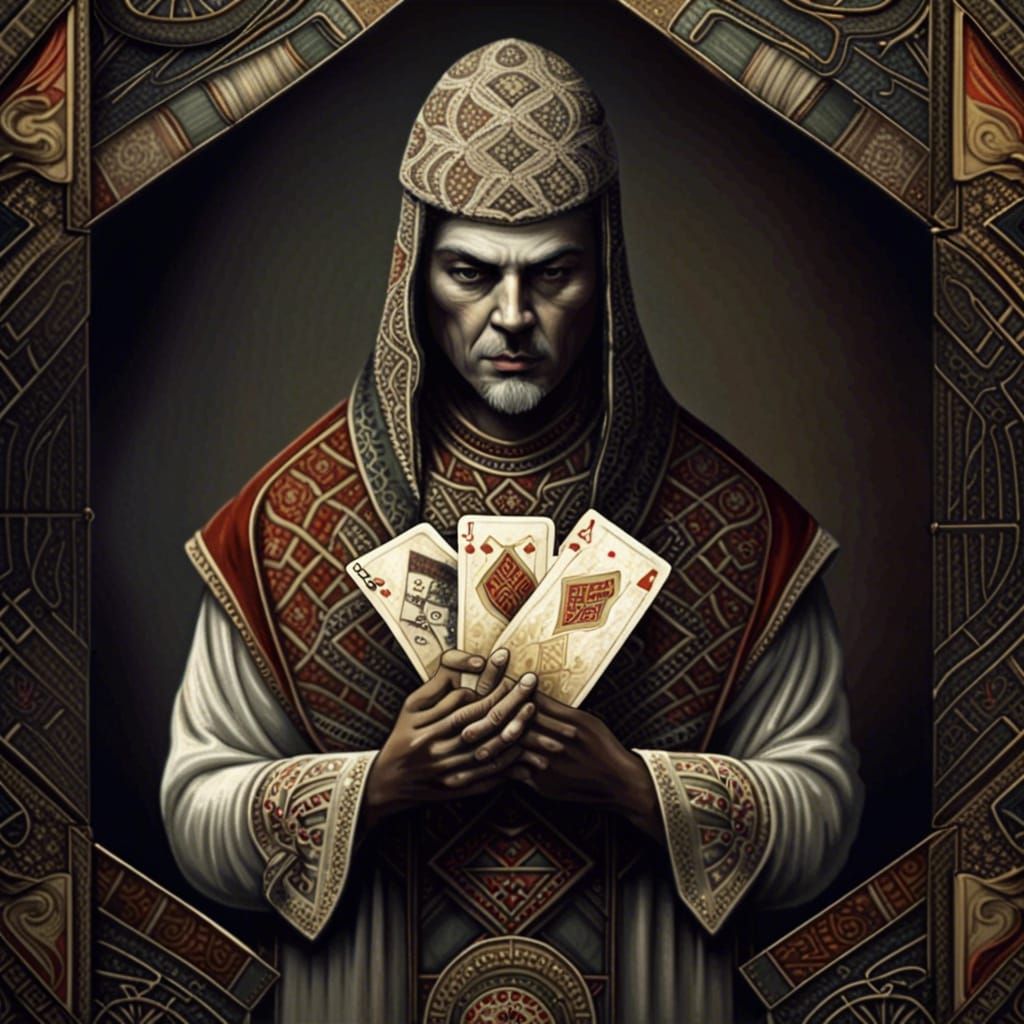 Epic Card Player in Meditative State Digital Art