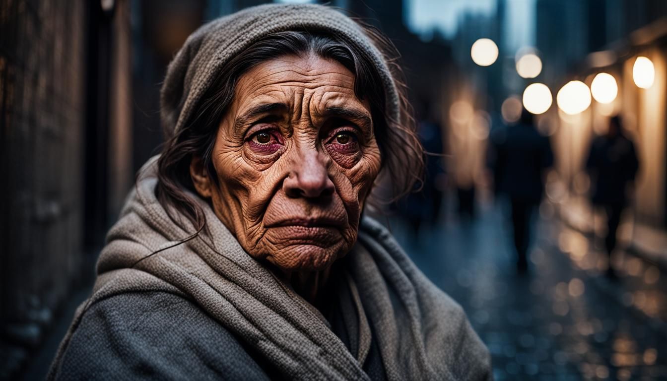Poignant Portrait of Woman in Alleyway: Cinematic Realism