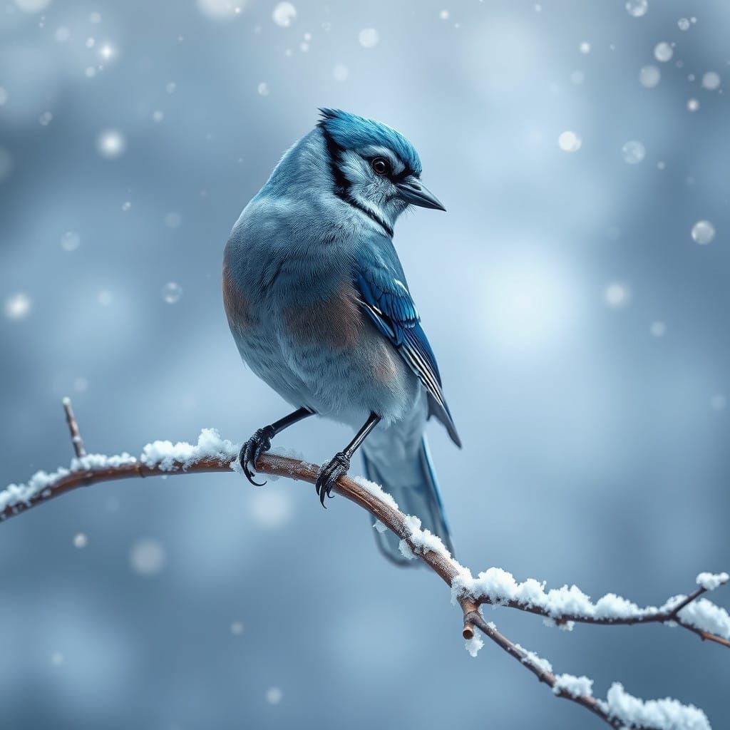 Winter Wonderland Blue Jay in Ethereal Blues