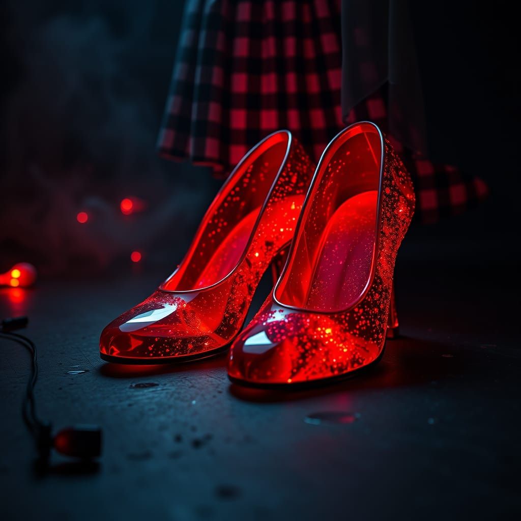 Gothic Ruby Slippers in Ethereal, Crimson Luminescence