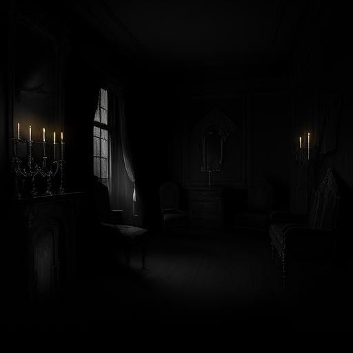 Ominous Figure in Shadowy Victorian Bedroom