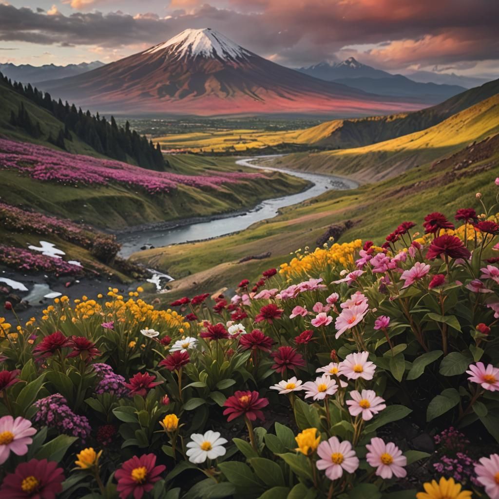 Hyperrealistic Landscape Photography of Serene Valley with W...