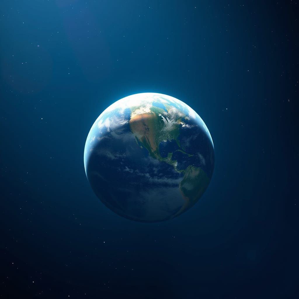 Photorealistic Earth from Space with Twinkling Stars