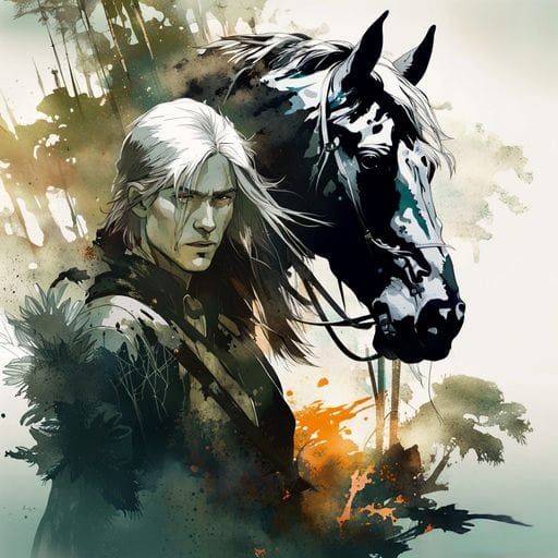 Witcher and Horse Double Exposure