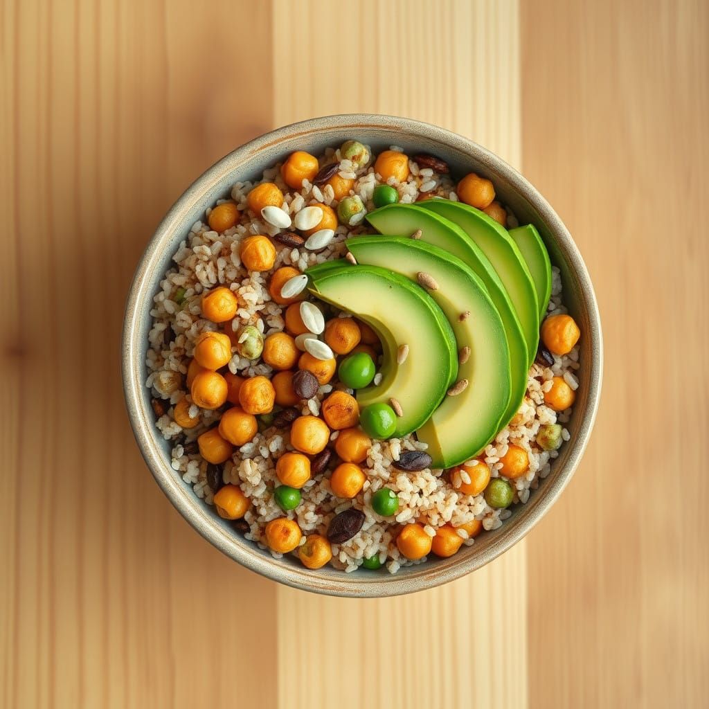 Vibrant Wholesome Grain Bowl in High-Fantasy Style with Unre...