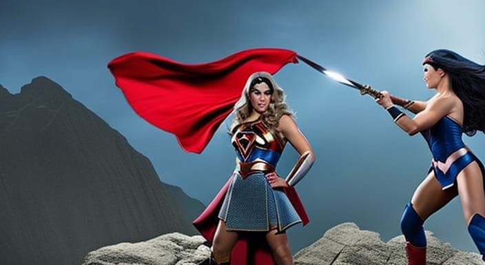 Wonder Woman vs Supergirl in 1950s Sci-Fi