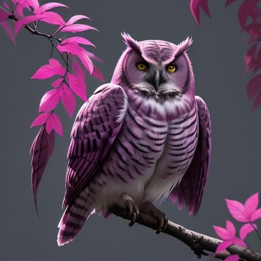 Magenta Owl Portrait: Digital Monochromatic Painting
