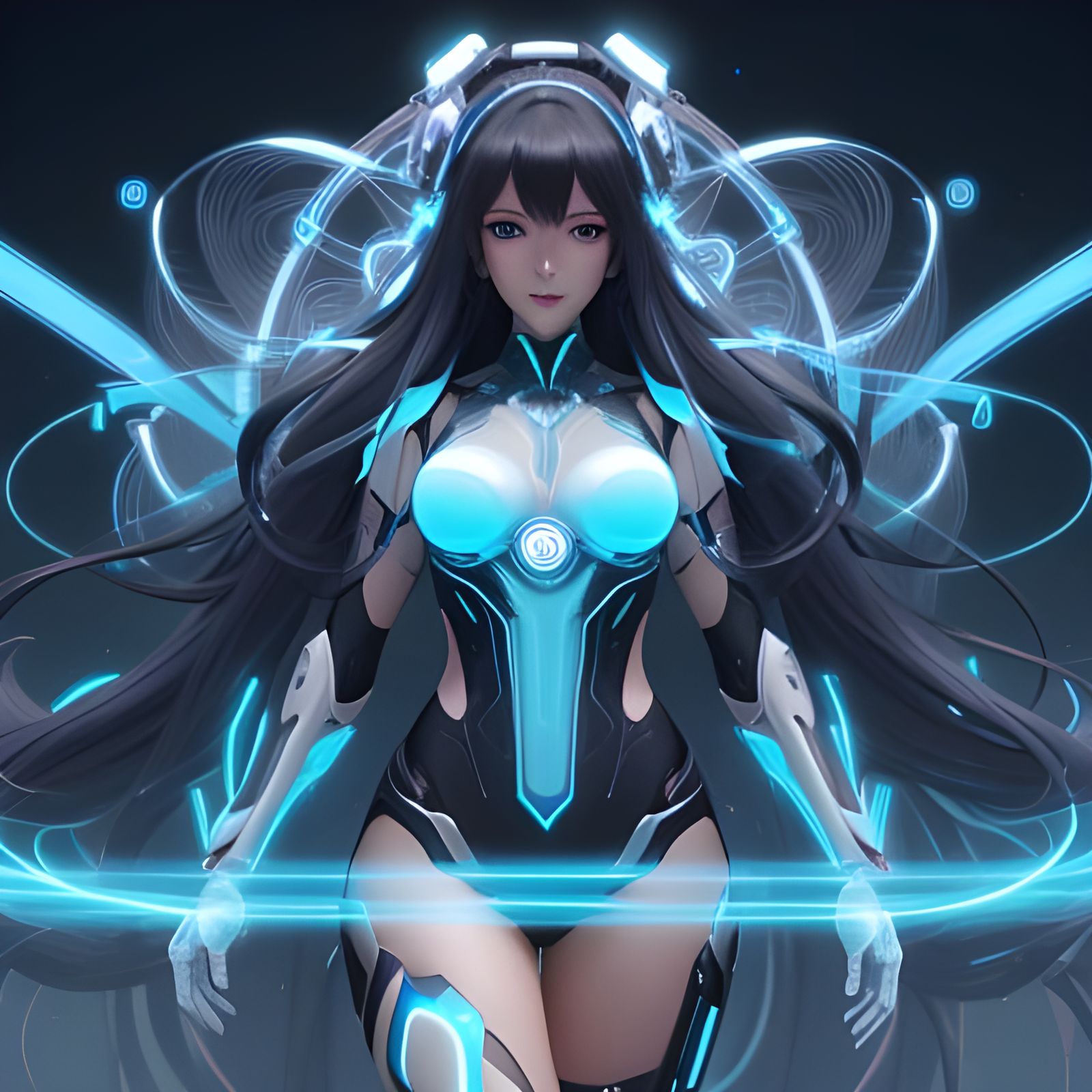 Cyberpunk Cybernetic Lady Teleports in a Glimpse of 8K Aesth...