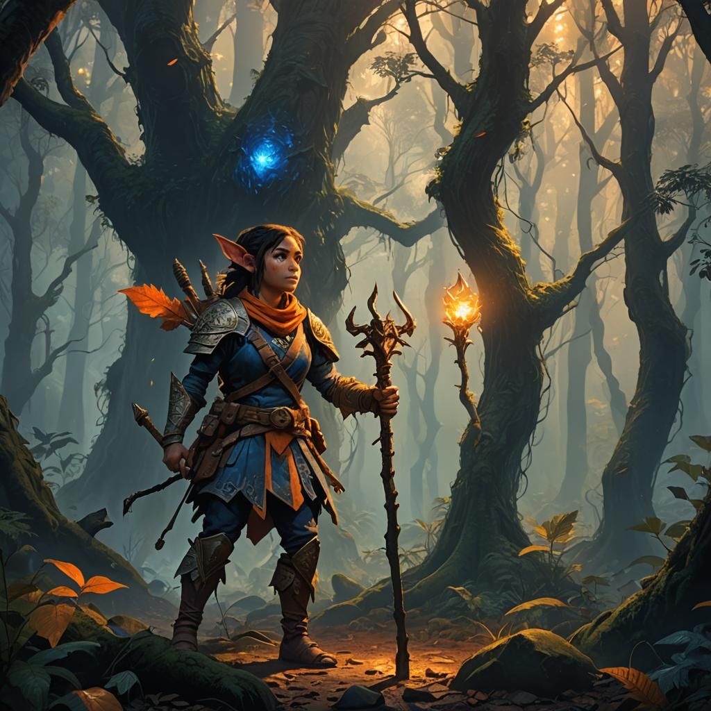 Halfling Ranger in Mystic Forest Concept Art