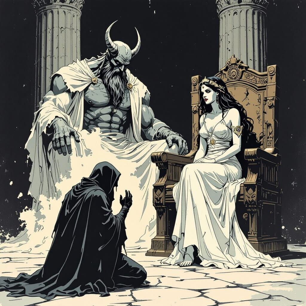 Hades and Persephone Enthroned: Comic Book Style