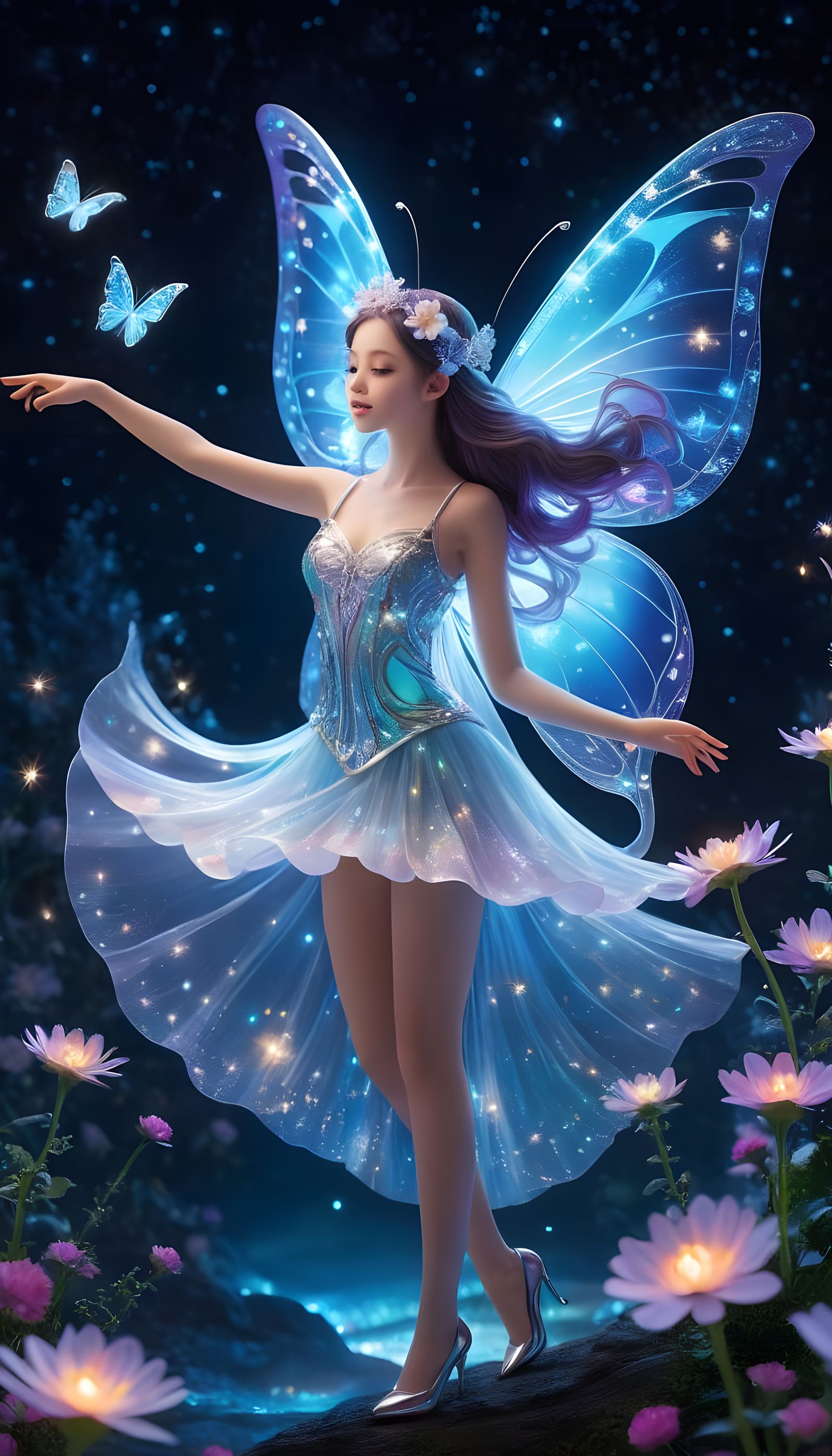 Whimsical Fairy in Prismatic Starlight