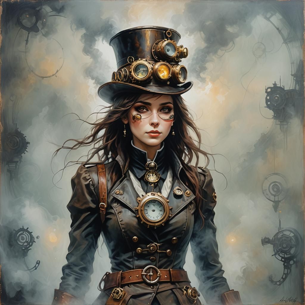 Steampunk Portrait: A Jubilant Acrylic Painting