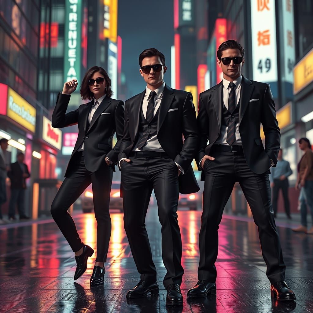 Agents in Futuristic Cityscape, 3D Rendered with Unreal Engi...