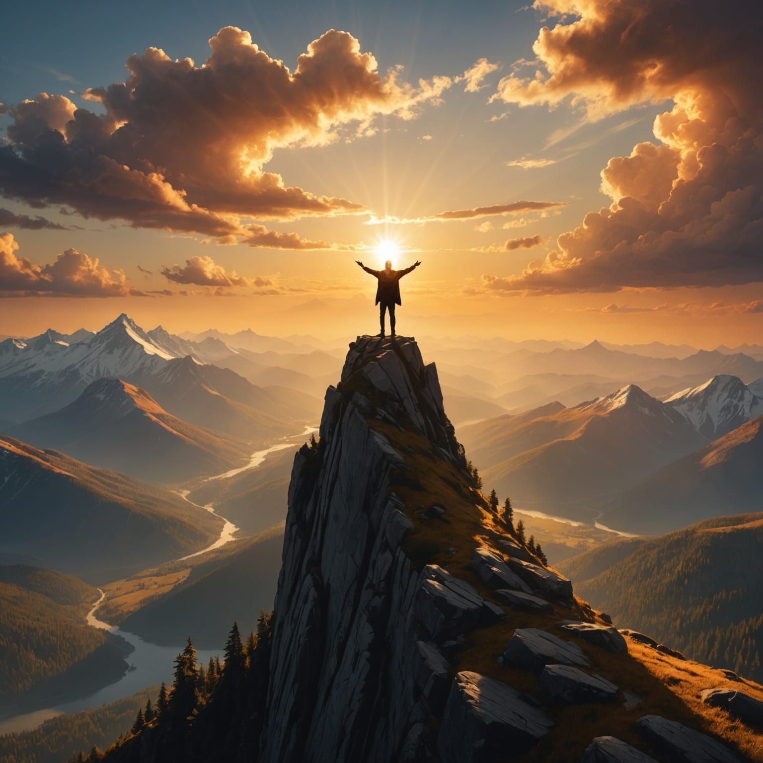 Majestic Mountain Sunset: Epic Landscape Art