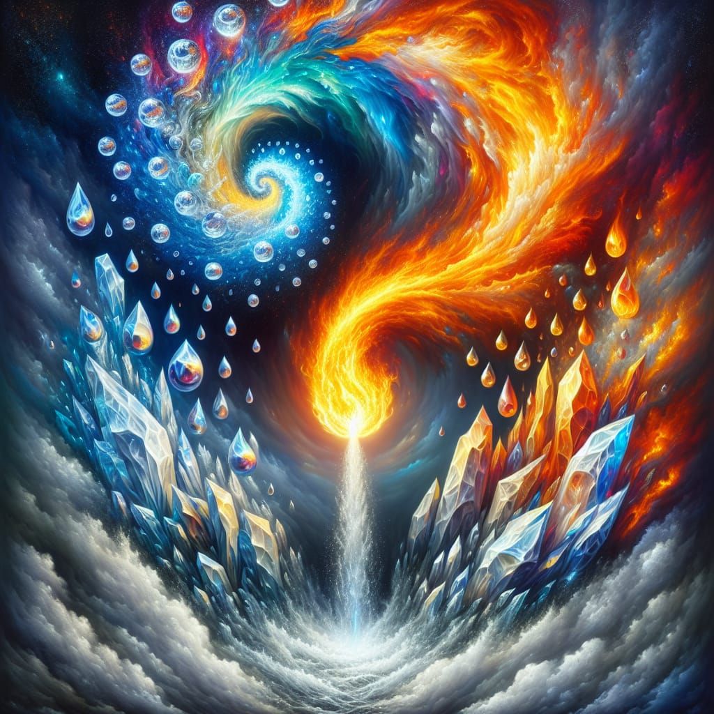 Elemental Fusion: Fire, Ice, and Water in Oil