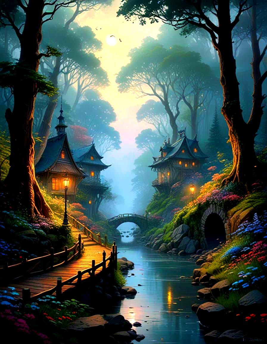 Ethereal Ballerina Dances in Enchanted Forest with Glowing F...