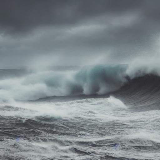 Stormy Seascape with Towering Wave in Digital Painting